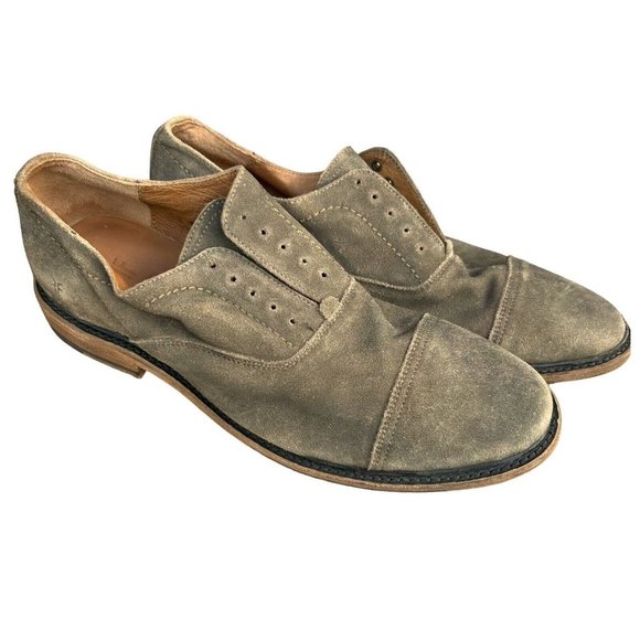 FRYE Oxford Shoes Charcoal Brown Gray Suede Leather Mens US Size 10.5D - Picture 12 of 13